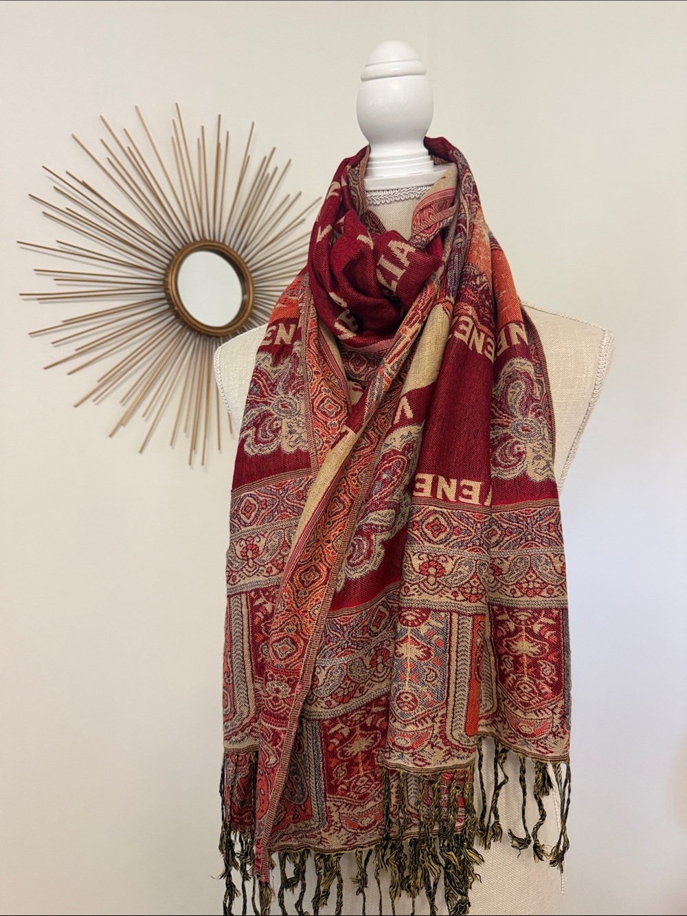 Venezia Fringed Scarf NWT